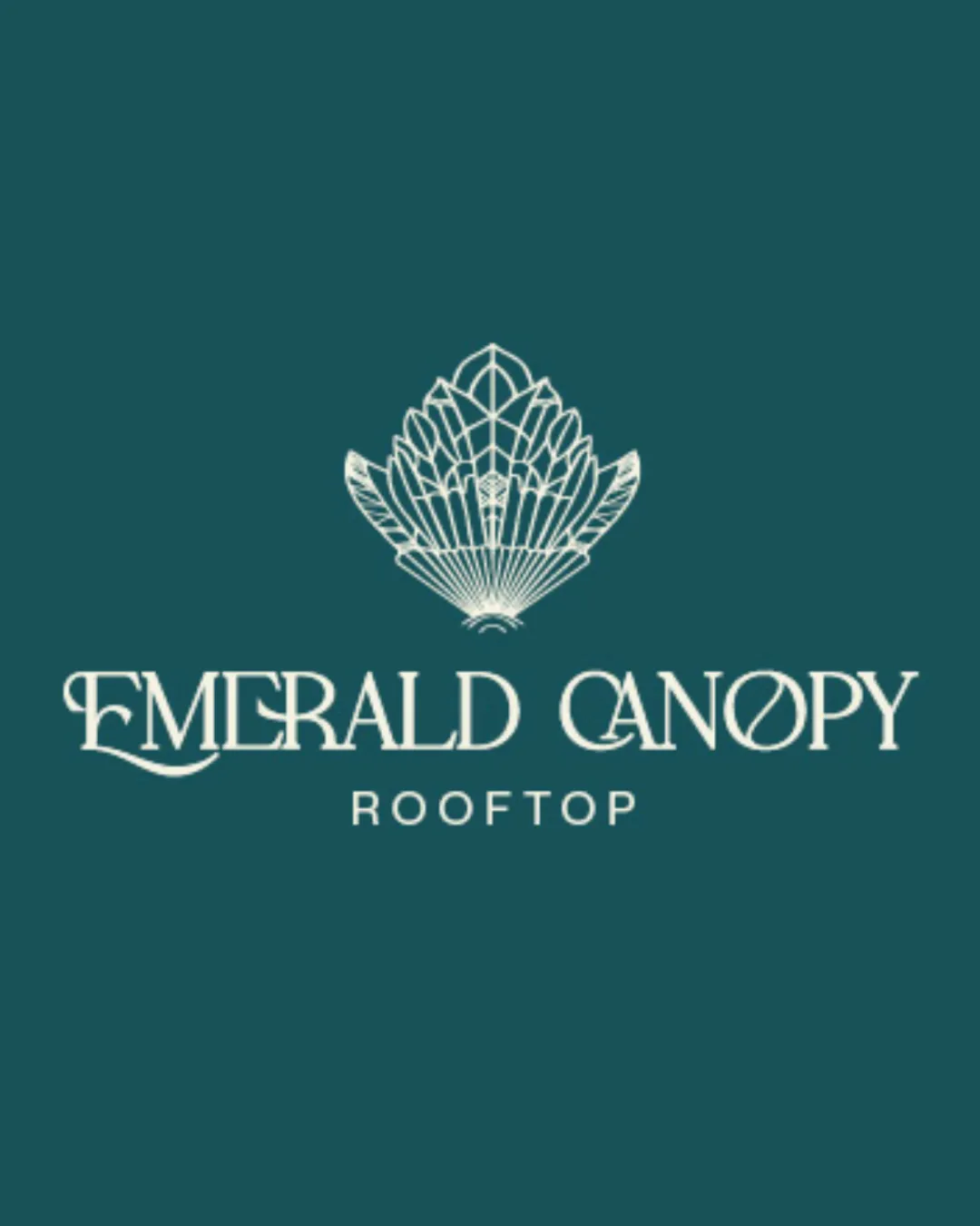 Emerald Canopy Rooftop Geometric Leaf Canopy With Art Deco Lines Combination Mark Hospitality Art Deco Elegant Detailed Linework Logo Review