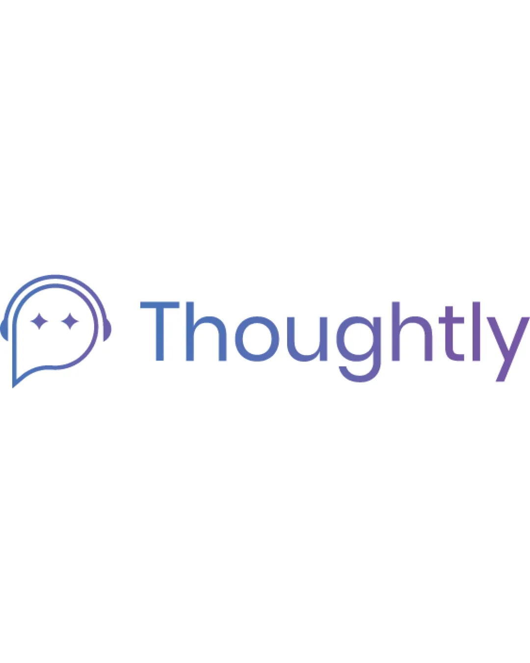 Thoughtly Speech Bubble With Headphones And Two Diamond Shapes As Eyes Face Concept Combination Mark Technology Modern Minimal Outlined Gradient Logo Review