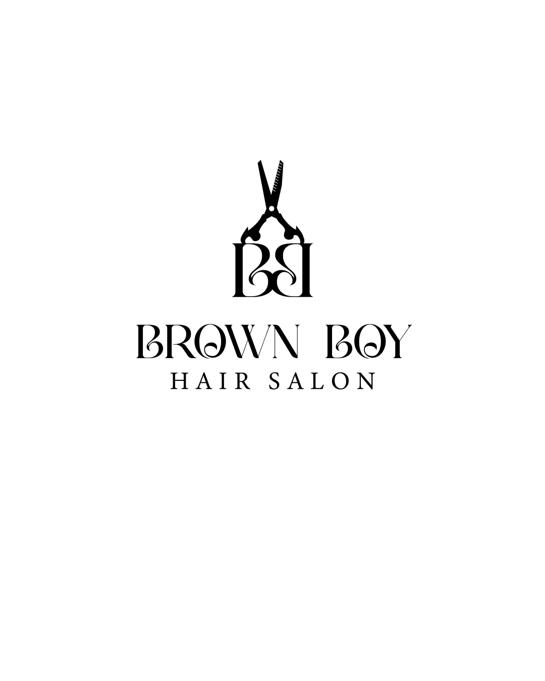 Brown Boy Hair Salon Scissors Above Intertwined Bb Monogram Combination Mark Beauty Modern Decorative Monogrammatic Logo Review